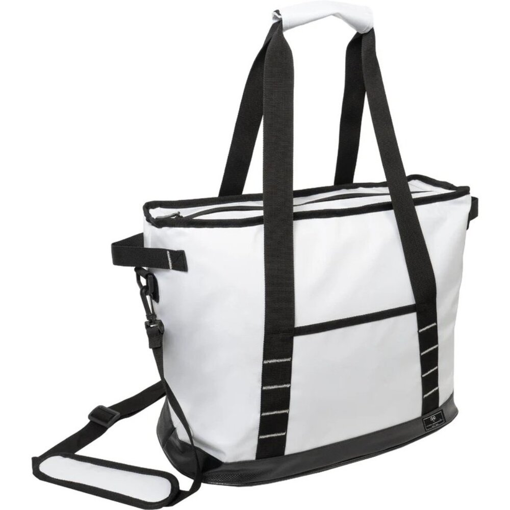 Jack Abrahams 18" Briskline Shiny Tarpaulin Insulated 24-Can Cooler Tote White